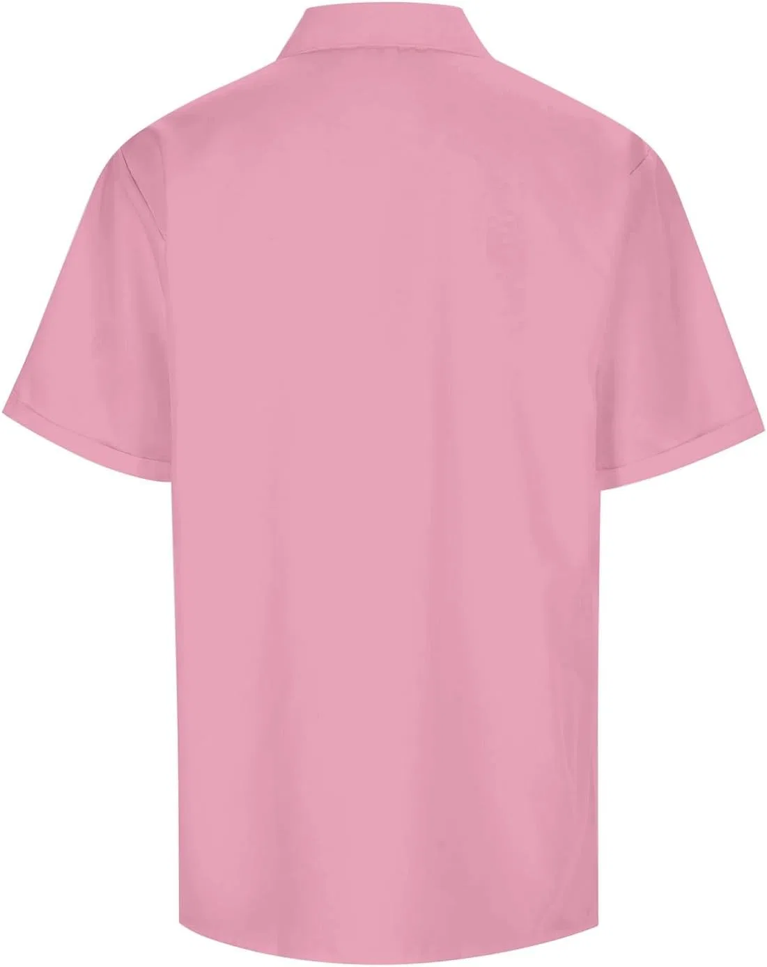 Мужская рубашка с коротким рукавом, легкая, на пуговицах, Polyester and cotton, B- Pink — фото 3