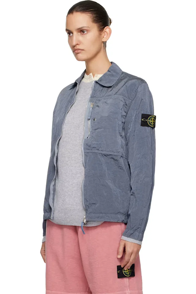 Синяя рубашка-овершот Nylon Metal Econyl Stone Island — фото 4