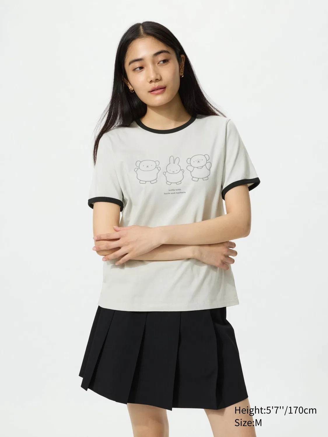 Футболка Uniqlo, с графическим принтом Миффи, светло-серый