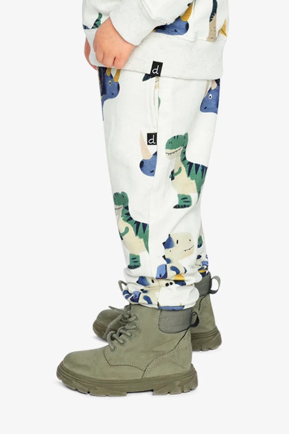 Детские штаны из флиса с принтом динозавров Deux par Deux, Beige Dinosaur Print — фото 4
