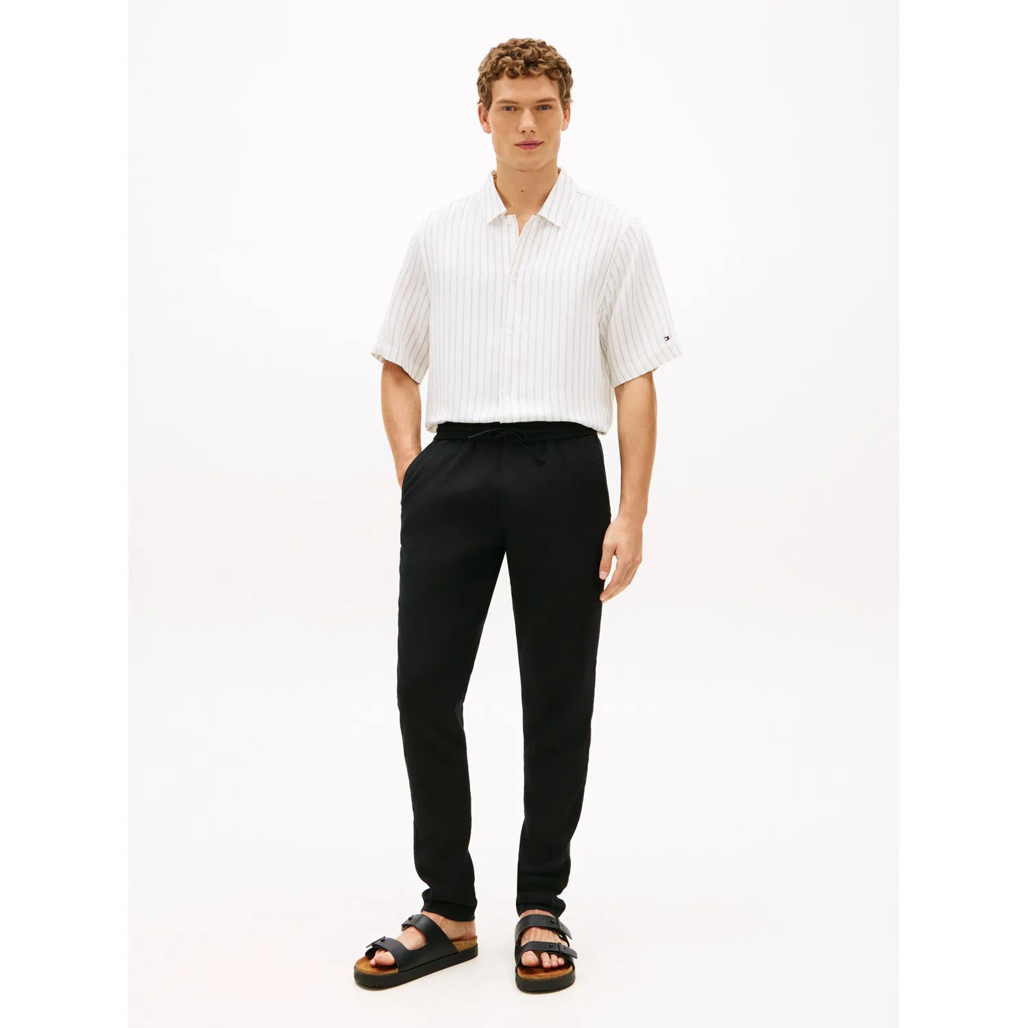 Мужские чиносы зауженного кроя из льняной смеси Tommy Hilfiger, Black — фото 3