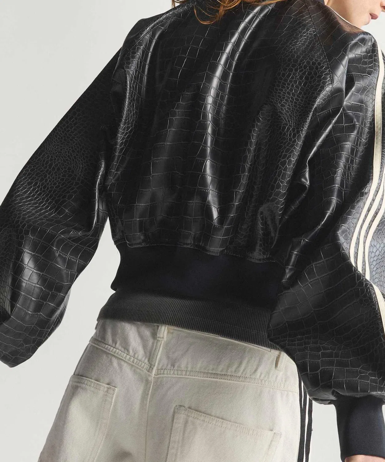 Женская куртка из искусственной кожи с длинным рукавомAdidas Originals, Black — фото 4