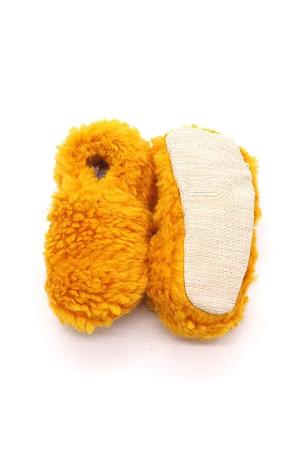 Детские пинетки плюшевые с моделью Mango plush cotton non-slip baby booties Morgedan, Dark Yellow — фото 3