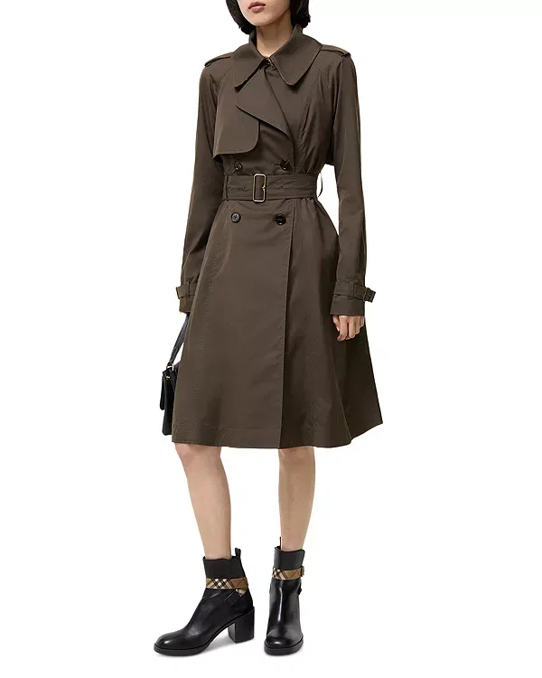 Женское пальто с поясом из габардина Pembury Burberry, Estuary Brown