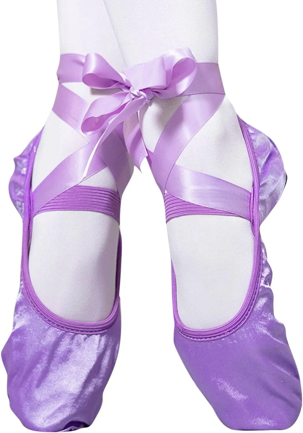 Детские балетки для девочек с лентами Ballet Shoes for Girls, Purple — фото 4