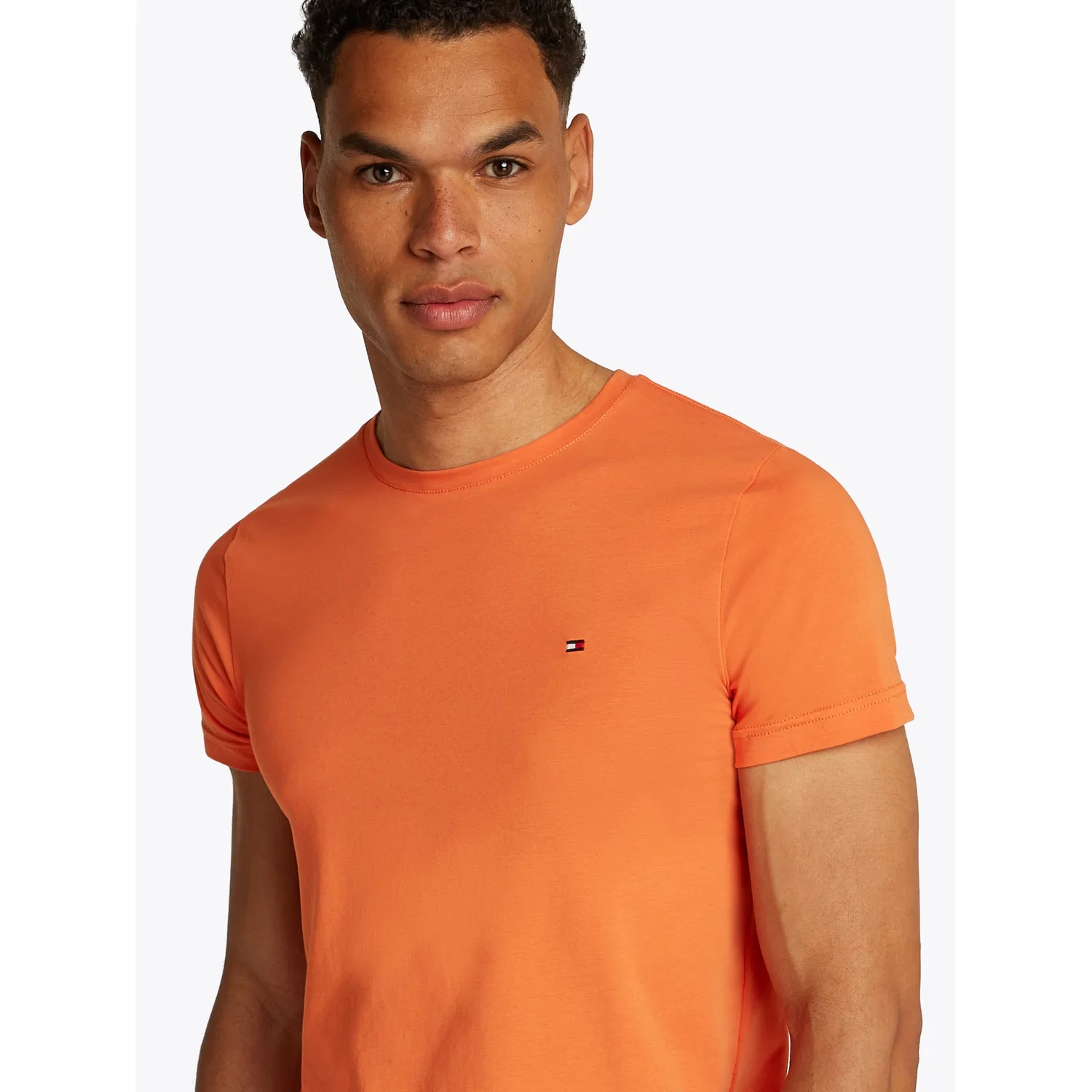 Мужская хлопковая футболка slim fit Tommy Hilfiger, Brilliant Orange — фото 2
