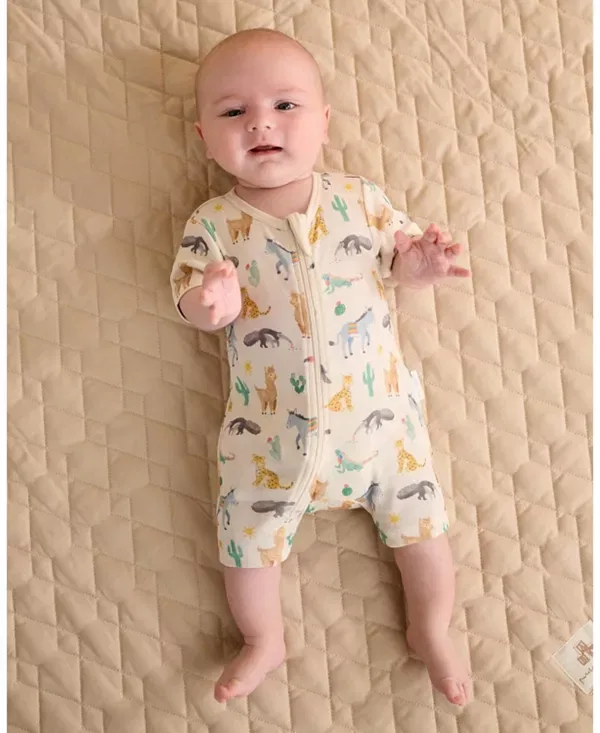 Детский комбинезон с коротким рукавом 2 шт. с принтом Purebaby, Fiesta Heads Print — фото 2