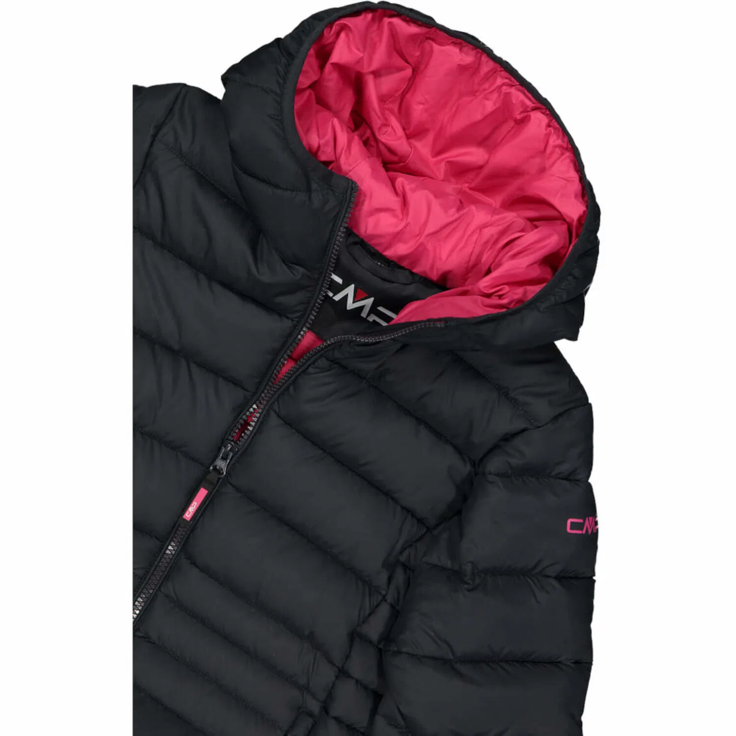 Детская стеганая куртка с капюшоном KID G COAT FIX HOOD Cmp, Grau / Rosa / Schwarz — фото 4