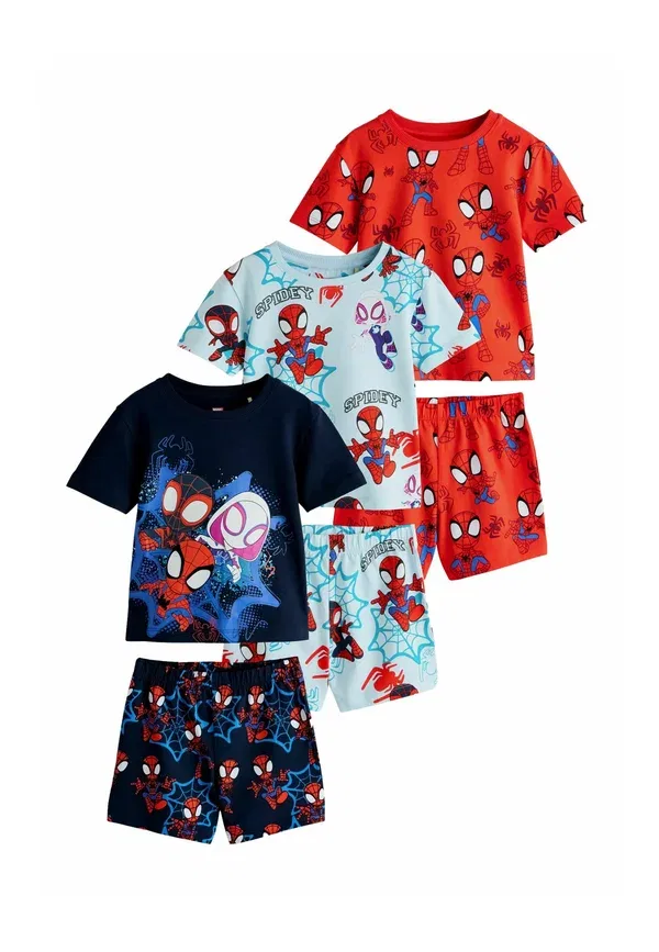 Комплект пижам из 3 штук, хлопок, Regular fit - spidey and friends short pyjamas 3 pack set, Next, navy, red, красный/темно-синий