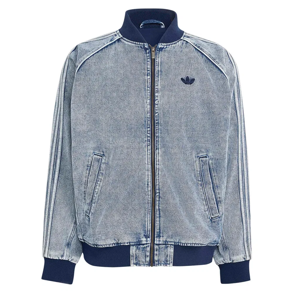 Мужская джинсовая куртка-трак с принтом Adidas Originals, Blue — фото 3