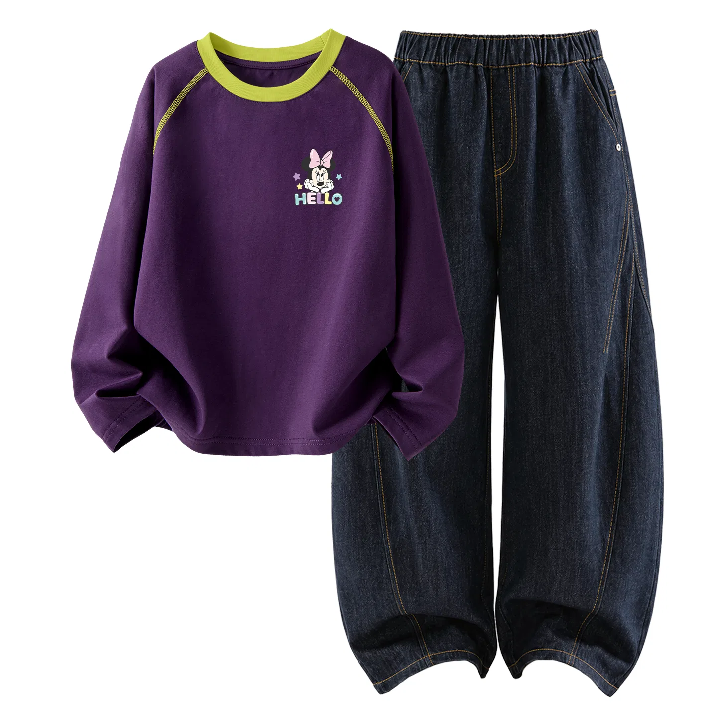 Детский комплект спортивной одежды с длинным рукавом Disney, Mulberry Purple+Denim Black Blue