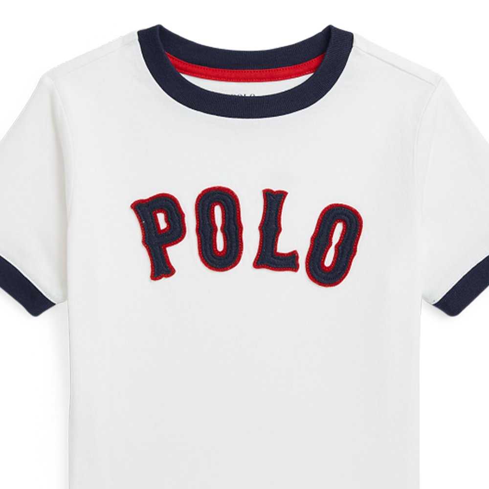 Polo Ralph Lauren Бейсбольный логотип хлопковая ткань полотняного переплетения вязаная бумажно-белый детский — фото 4