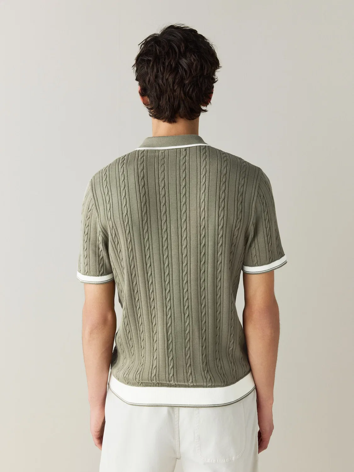 Поло с кабельным вязанием, Slim Fit Next, шалфейно-зеленый — фото 4
