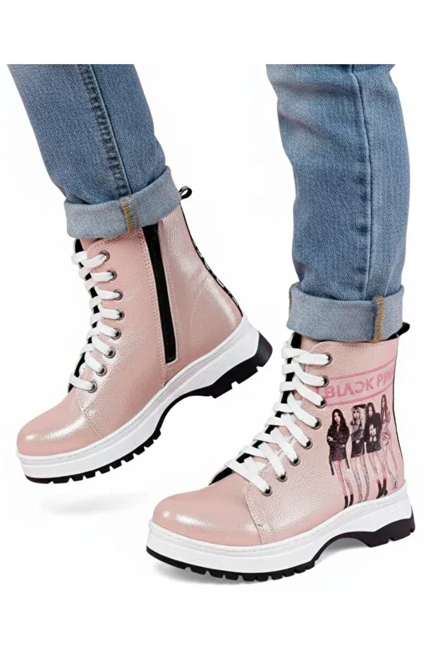 Детские ботинки для девочек с принтом Blackpink Julshen, Pink — фото 2