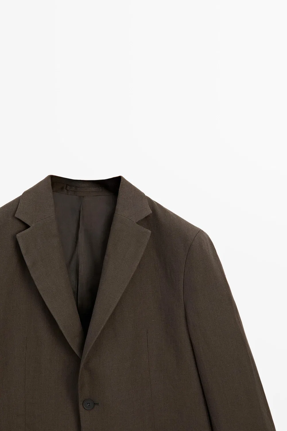 Блейзер из льна Massimo Dutti, коричневый — фото 4