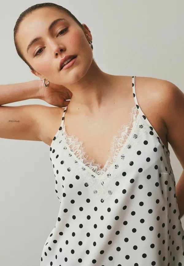Топ с регулируемыми бретелями Next ecru polka dot, черный — фото 3
