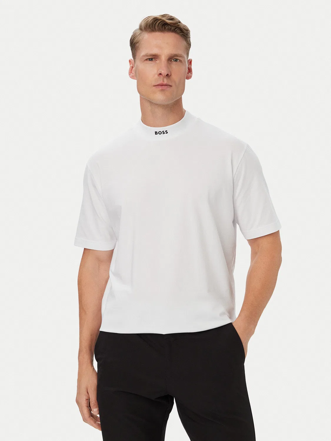 Мужская футболка свободного кроя Tee Collar Boss, белый