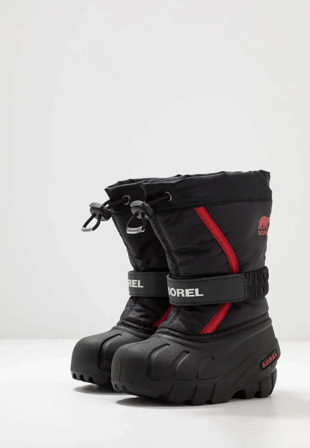 Детские зимние ботинки унисекс с эффектом снежной бури Sorel, Black/Bright Red — фото 4
