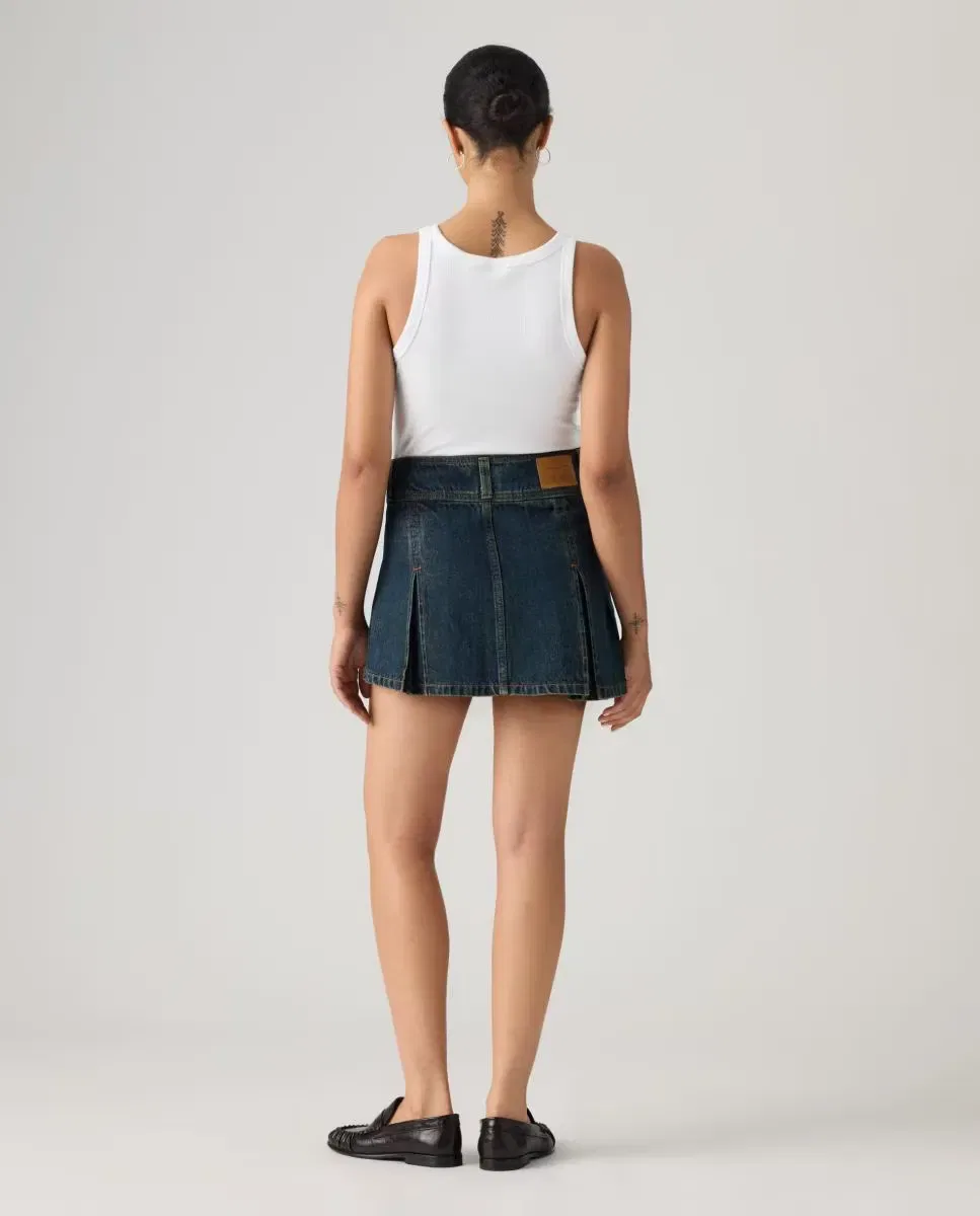 Женская короткая джинсовая юбка с инвертированными складками Levi's, Azul Marino — фото 2