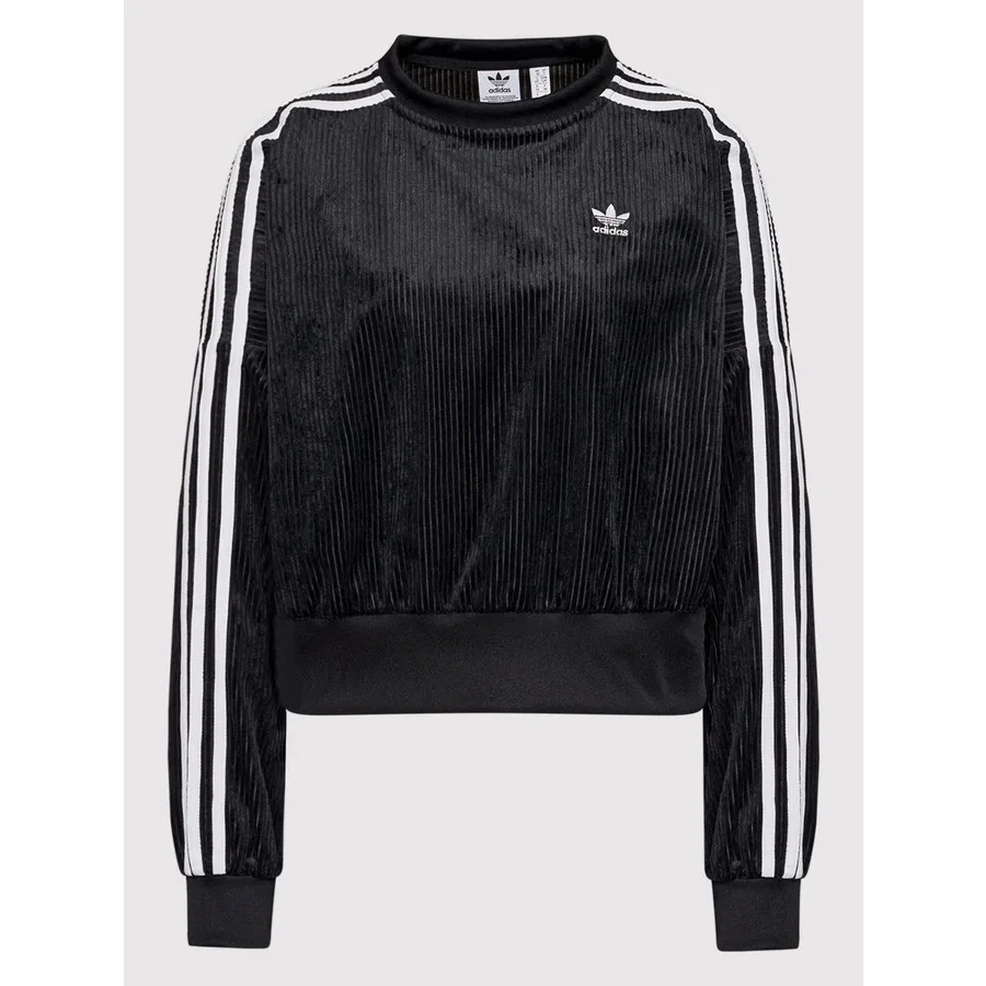 Женский свитшот из велюра с воротником-стойкой adidas H37848, Черный — фото 4