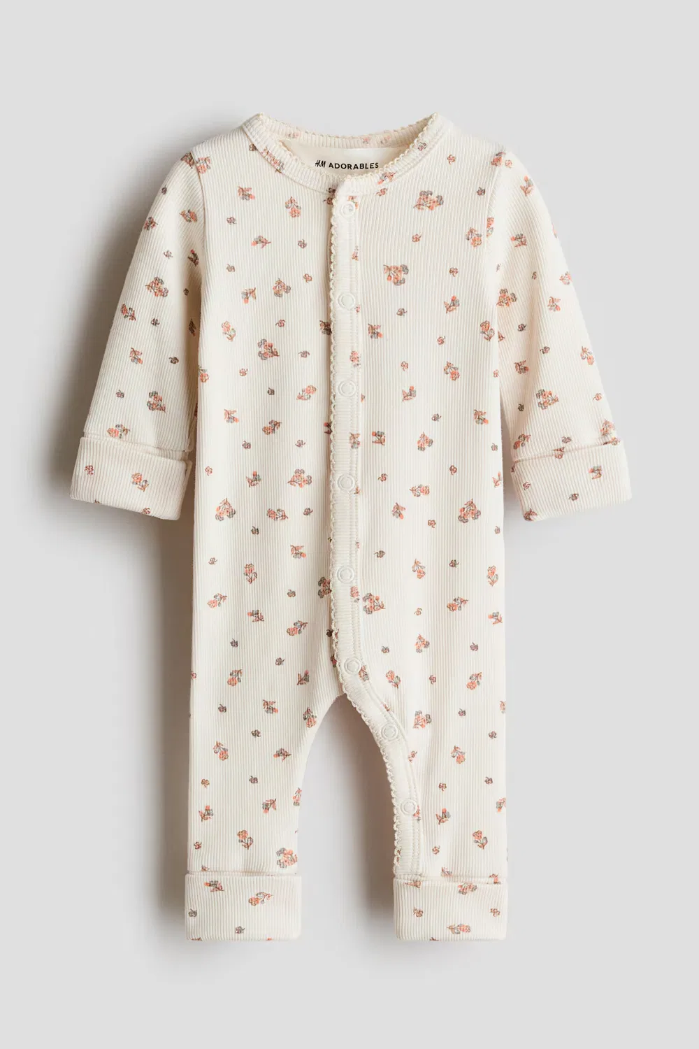 Комбинезон из ребристого хлопка H&M, Hellbeige/Geblümt