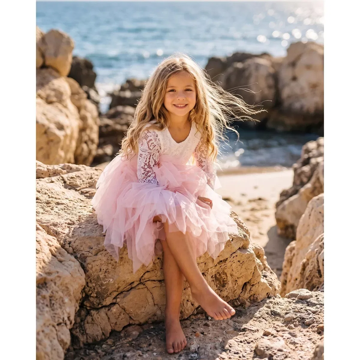 Детское платье для девочек с кружевным лифом Peony Lace Bodice 2bunnies, Dusty Pink — фото 4