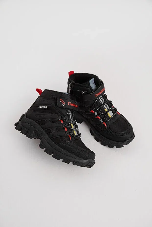 Детские ботинки для девочек с коротким каблуком Tonny Black, Black Red — фото 3