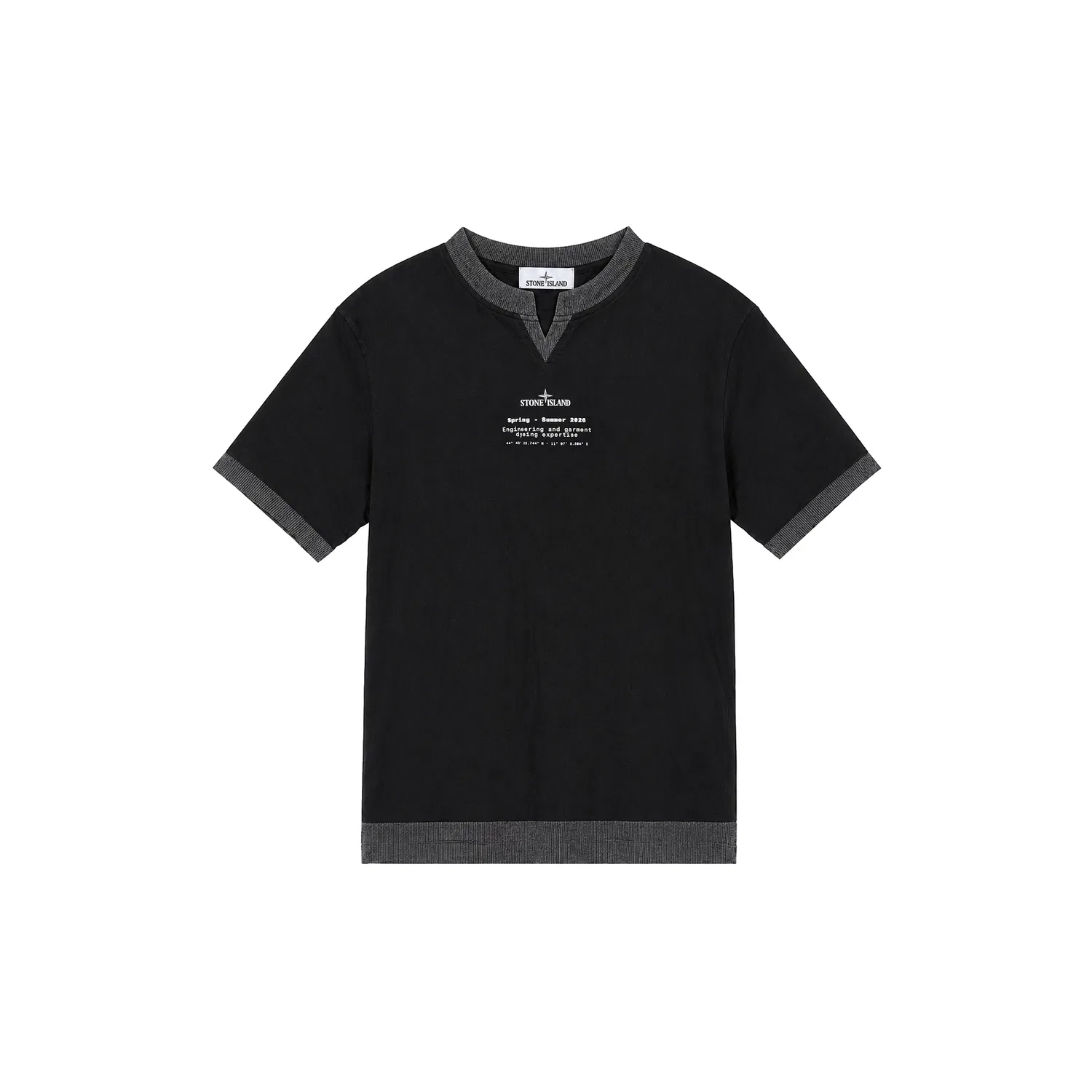 Футболка с круглым вырезом Obsidian Center Black STONE ISLAND, Obsidian Center-Black