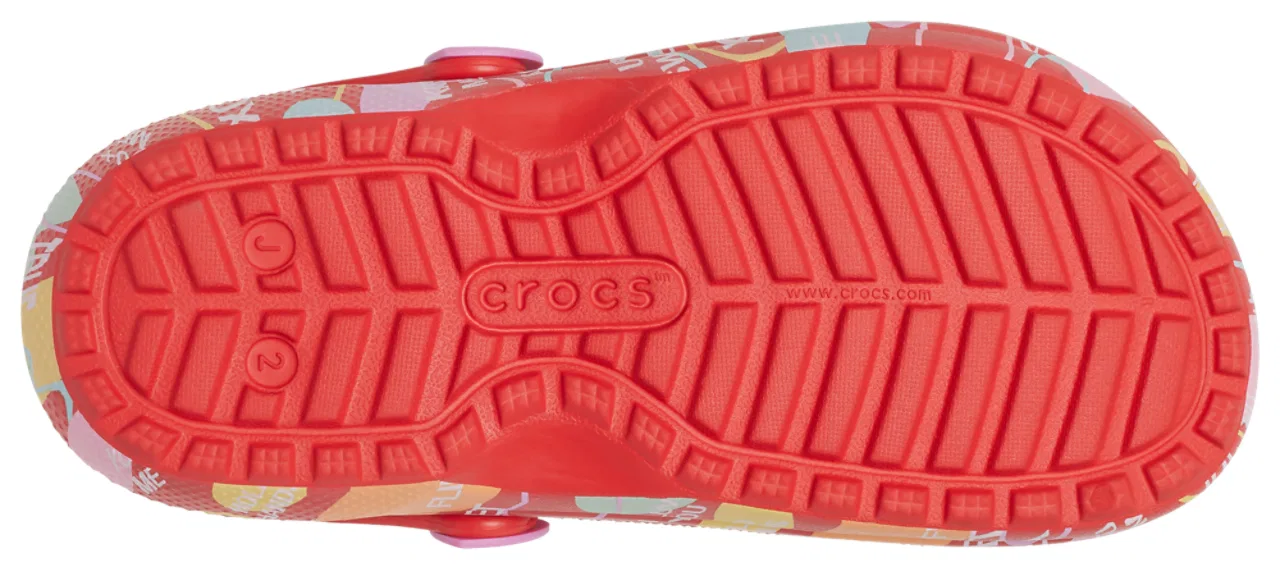 Детские сабо для девочек с теплой подкладкой Lined Sweethearts Crocs, красный/мультиколор — фото 4
