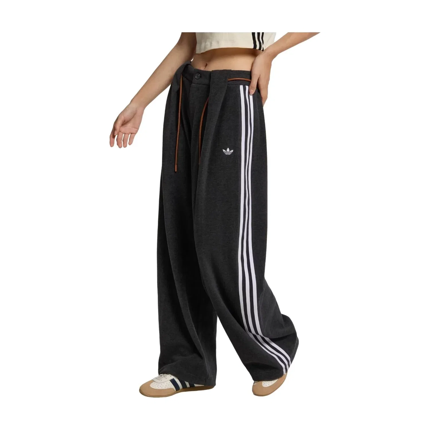 Женские брюки 3S Deluxe W TP Tracksuit Bottoms Asia Sizing 'Carbon' adidas, Carbon — фото 3