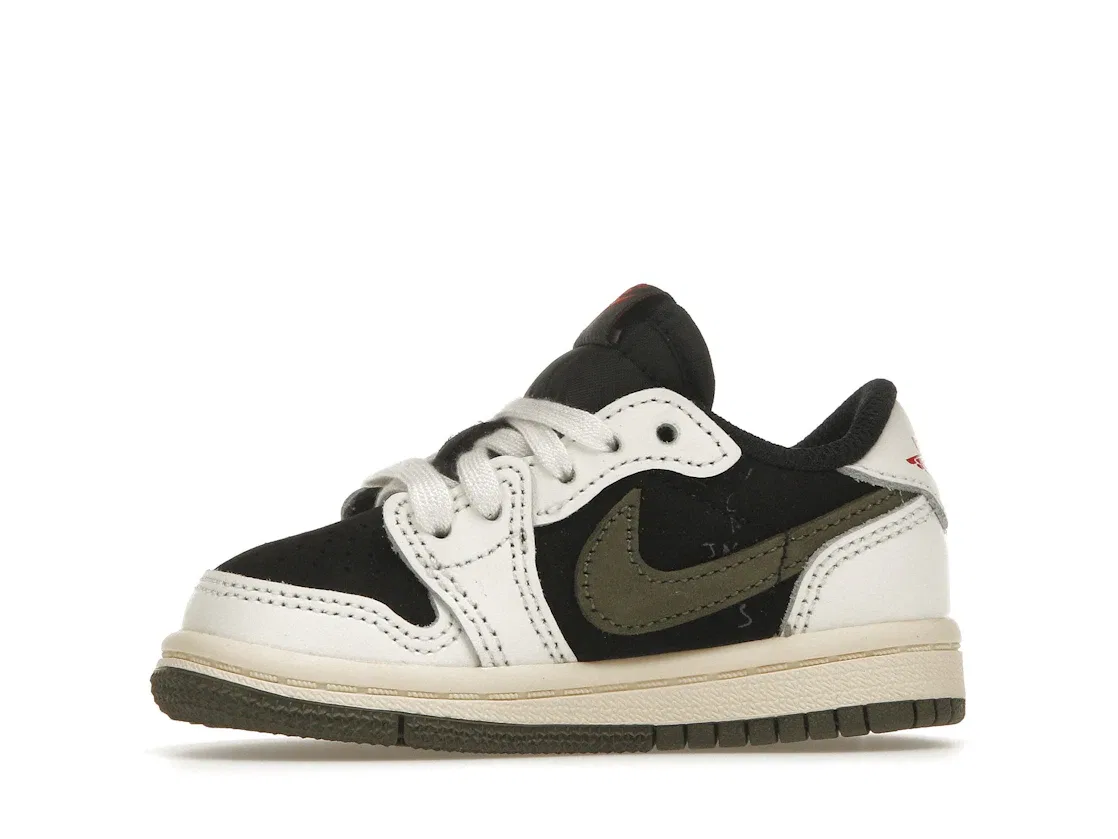 Детские кроссовки с принтом Jordan 1 Retro Low OG SP Travis Scott Olive Jordan, Sail/University Red/Black/Medium Olive — фото 3