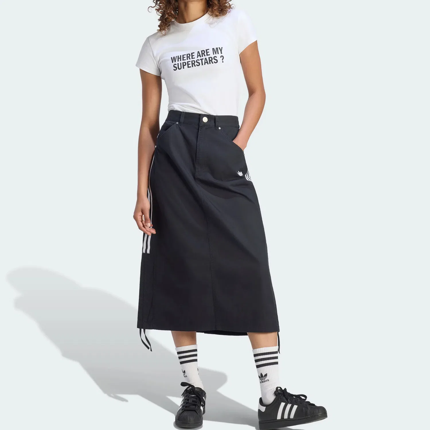 Женская длинная юбка с принтом Adidas Originals, Black — фото 3