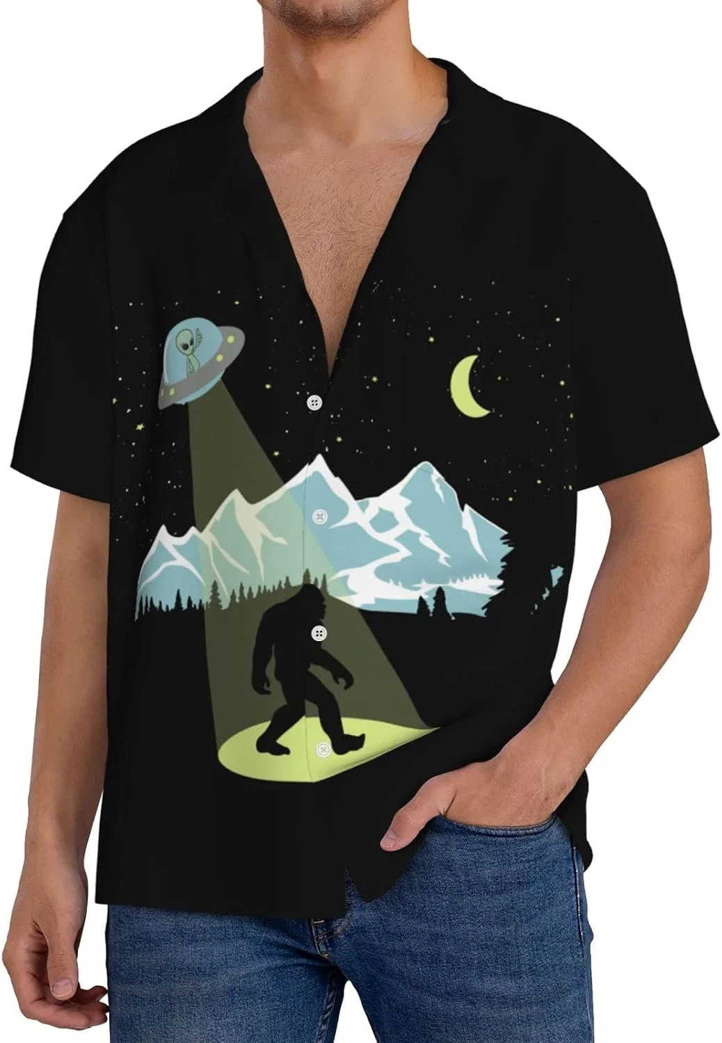 Мужская повседневная рубашка с коротким рукавом Sasquatch Bigfoot, Black