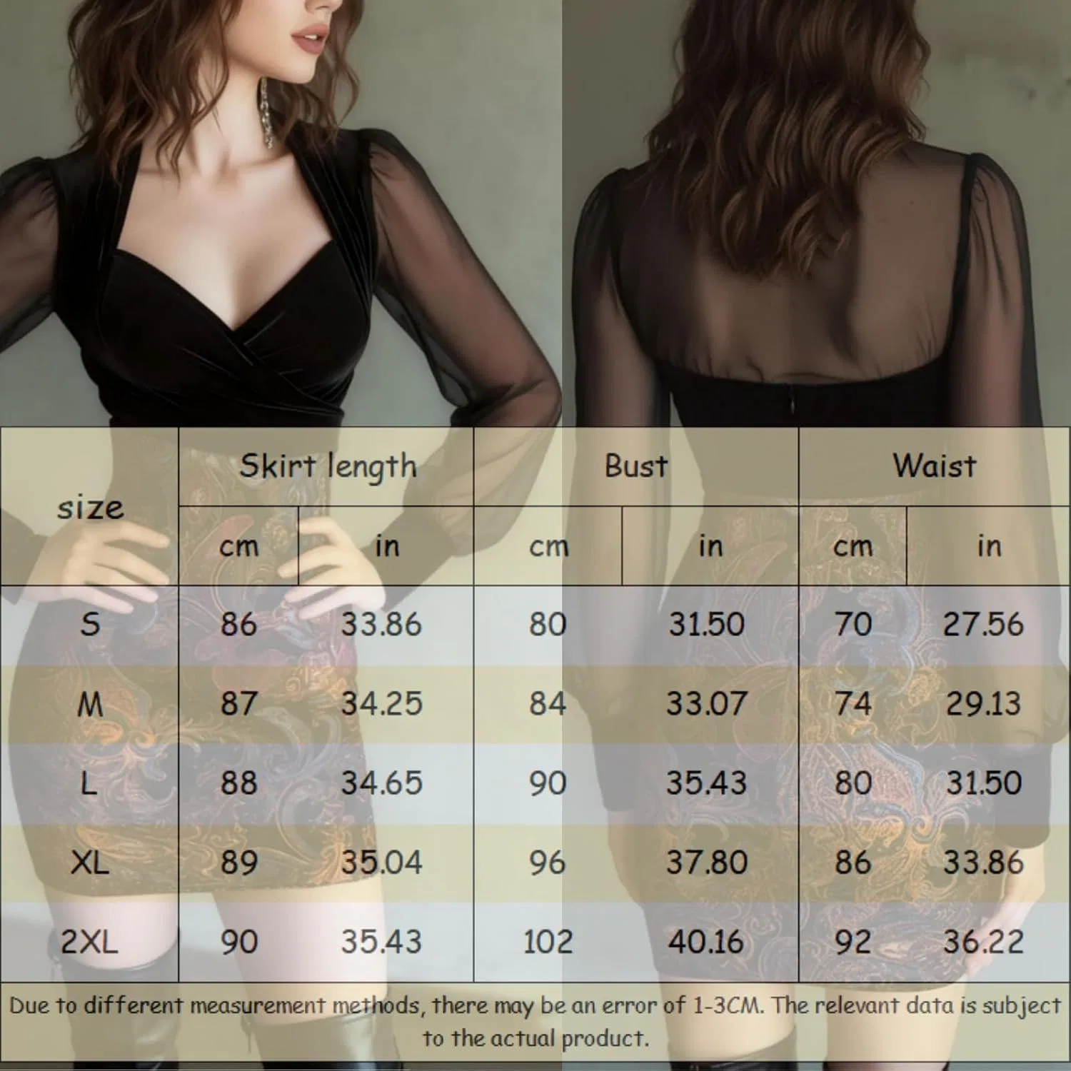 Женское бархатное платье с цветочным принтом V-образным вырезом Bodycon, Black — фото 4