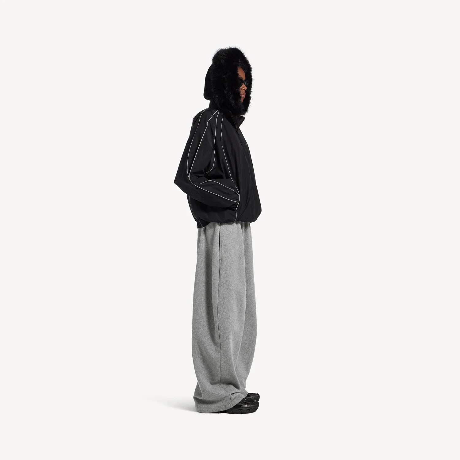 Женские брюки Barrel из темно-серого меланжа Balenciaga, серый — фото 3