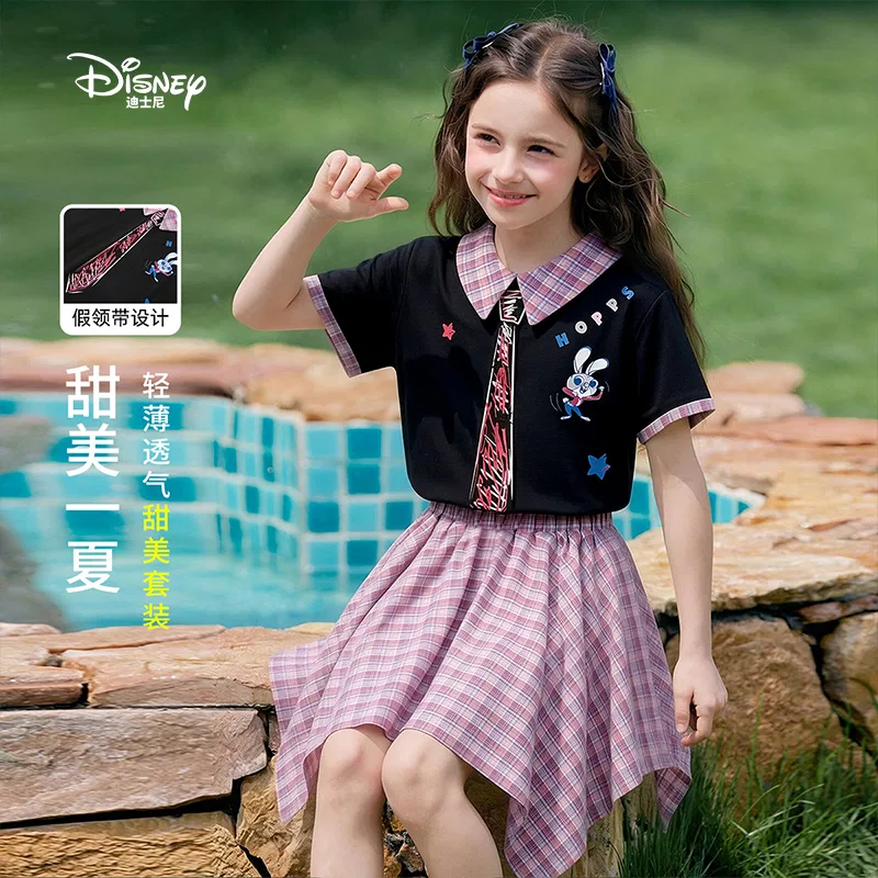 Детский костюм с юбкой, отложной воротник, Disney, Pink Plaid — фото 3