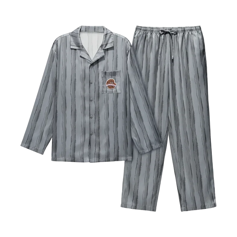 Детская пижама с принтом BANANA IN, Smoke Shadow Gray Hand-Drawn Stripes