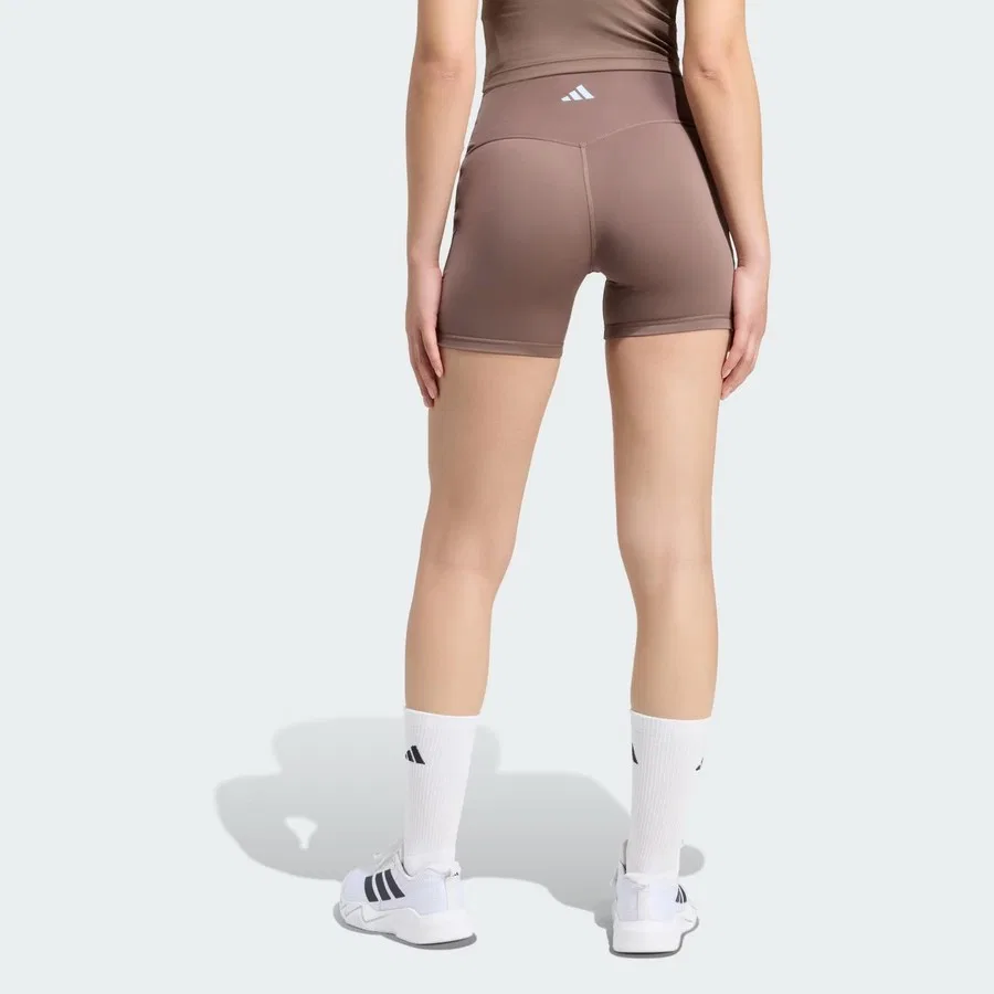 Женские леггинсы с высоким поясом 3 Stripes Studio All Me Booty adidas, Коричневый — фото 2