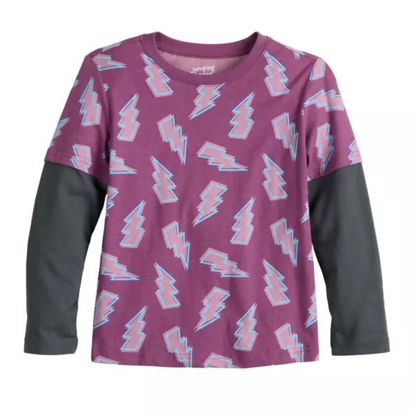 

Футболка с длинным рукавом для мальчиков 4-12 лет Jumping Beans, цвет purple bolt print