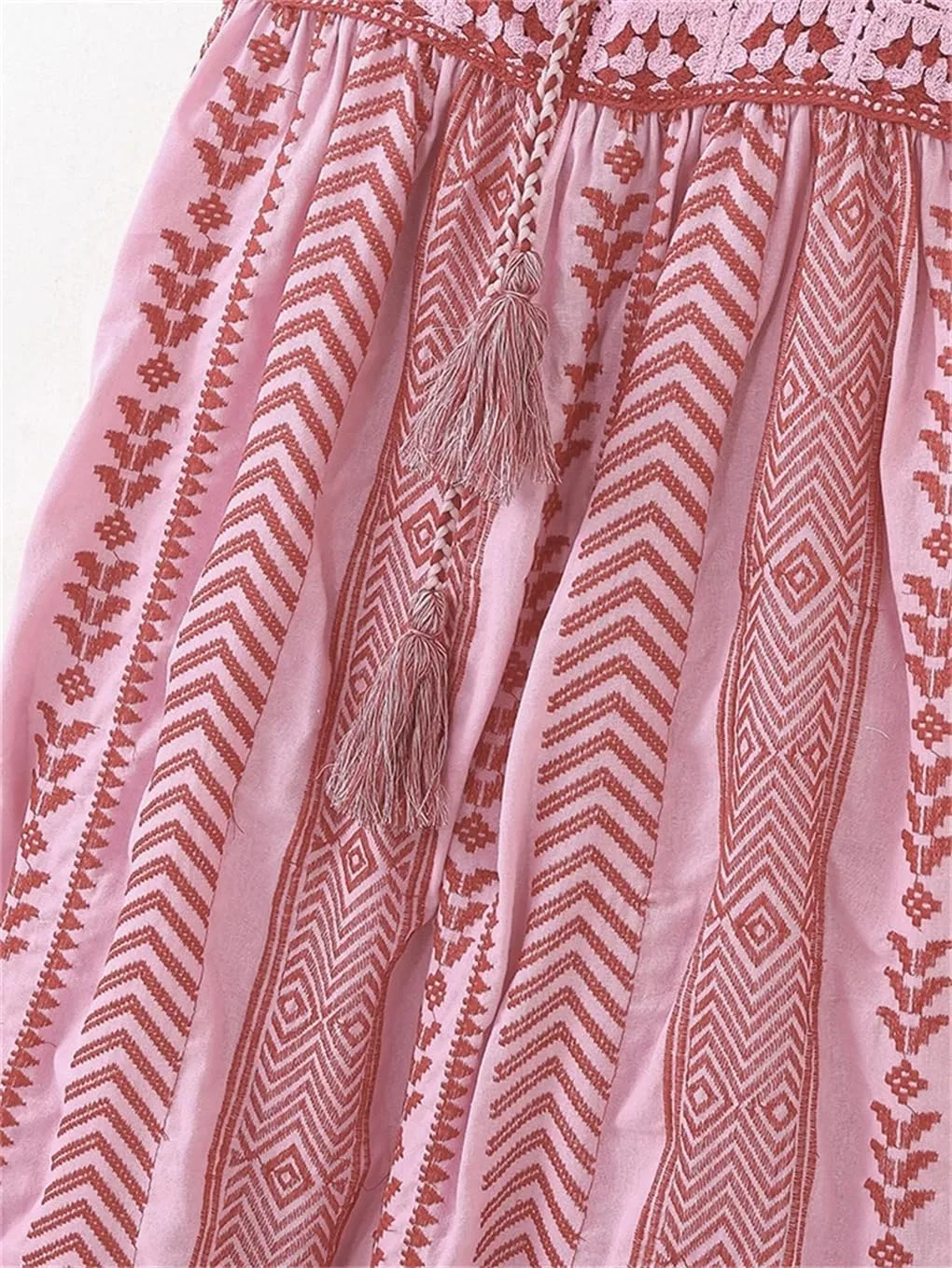 Женское хлопковое пляжное платье с цветочным принтом, Pink — фото 2