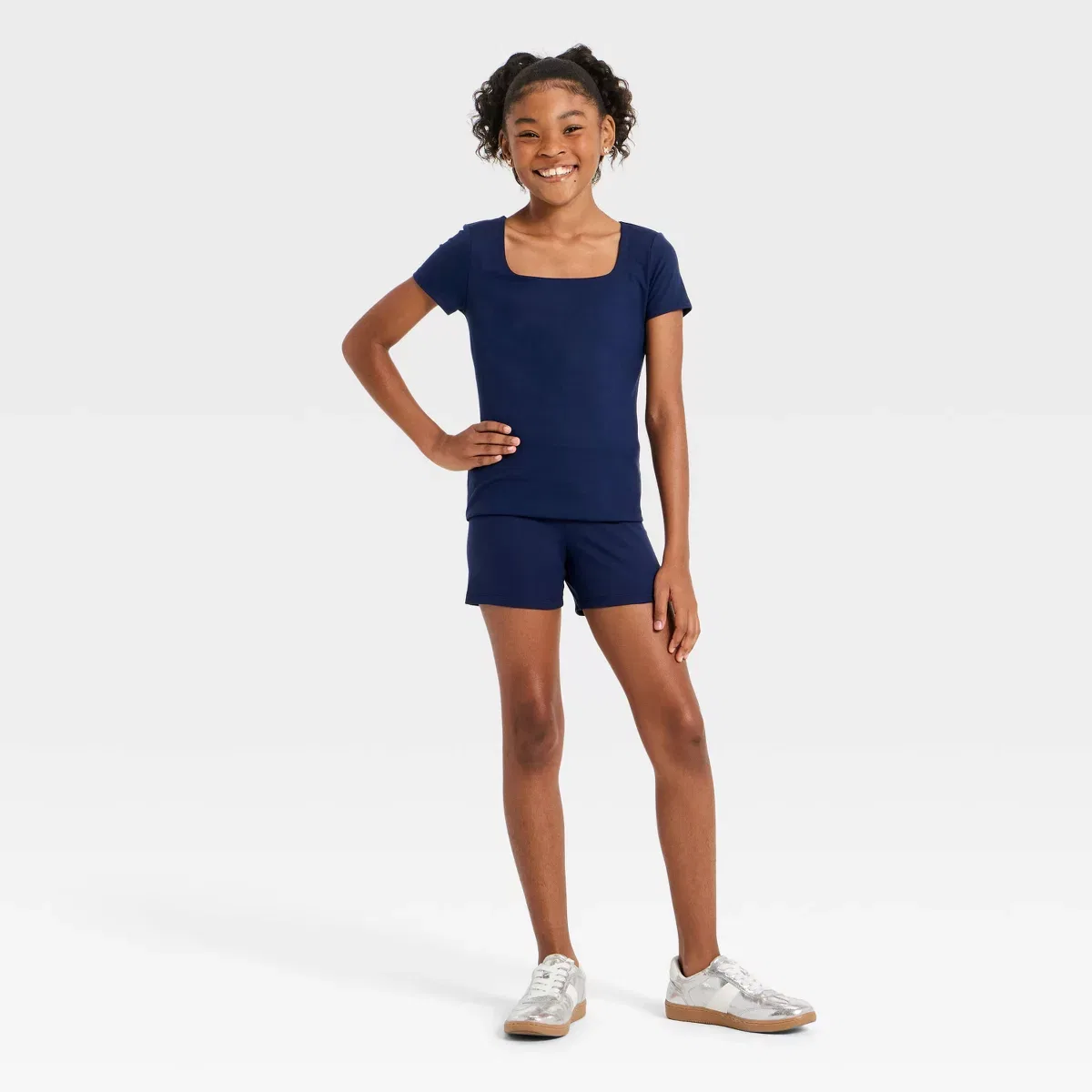 Детские шорты для девочек с завышенной талией Girls' Super Soft Short Bike Shorts GIRLS ART CLASS, Blue — фото 3