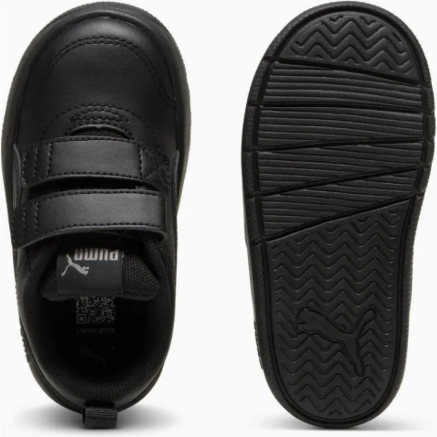 Детские кроссовки с закрытой пяткой и липучками Puma Courtflex V3 Inf, Черно-белый — фото 3