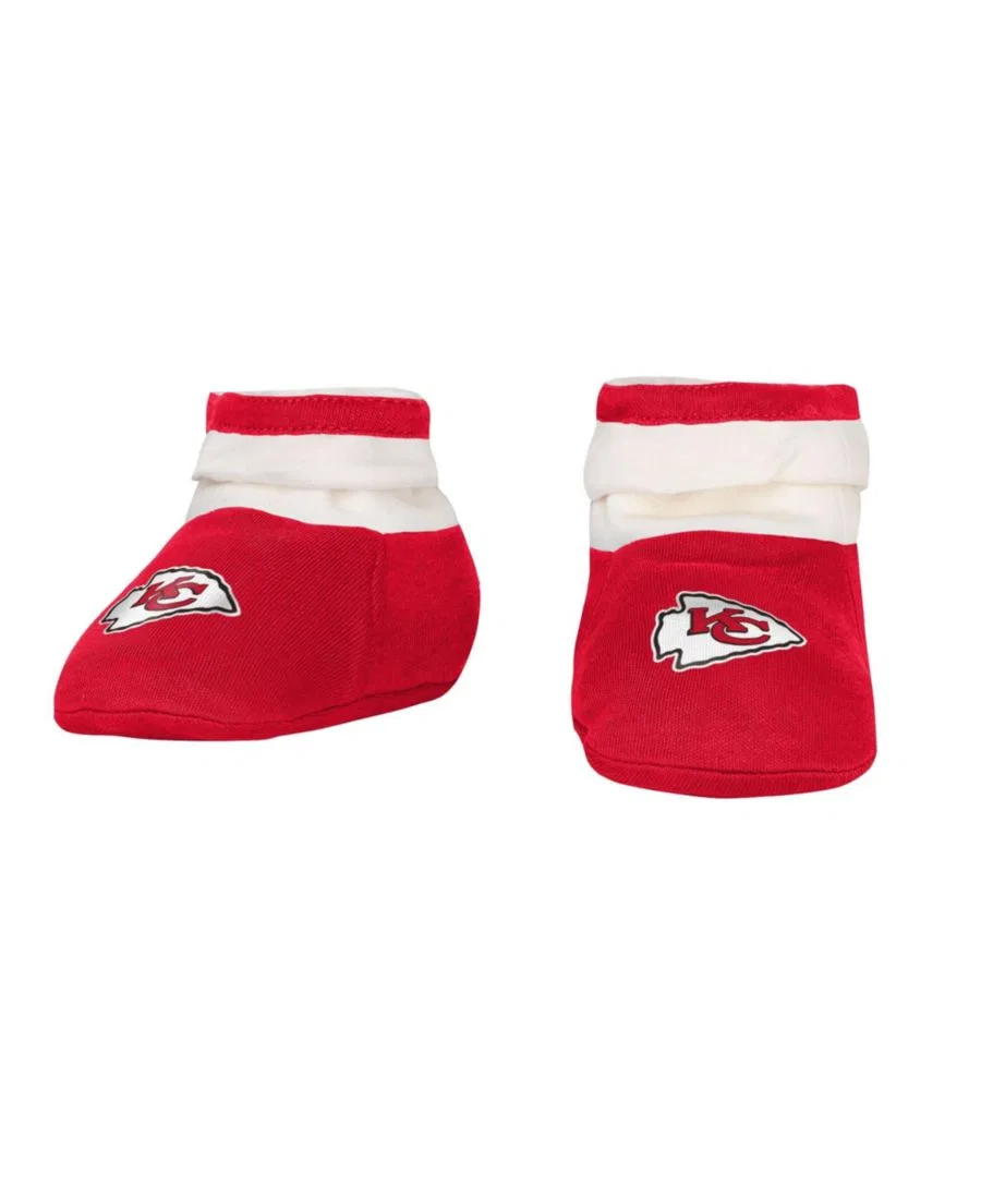 Комплект боди, слюнявчика и пинеток Kansas City Chiefs Up One Outerstuff, Cream Red — фото 2