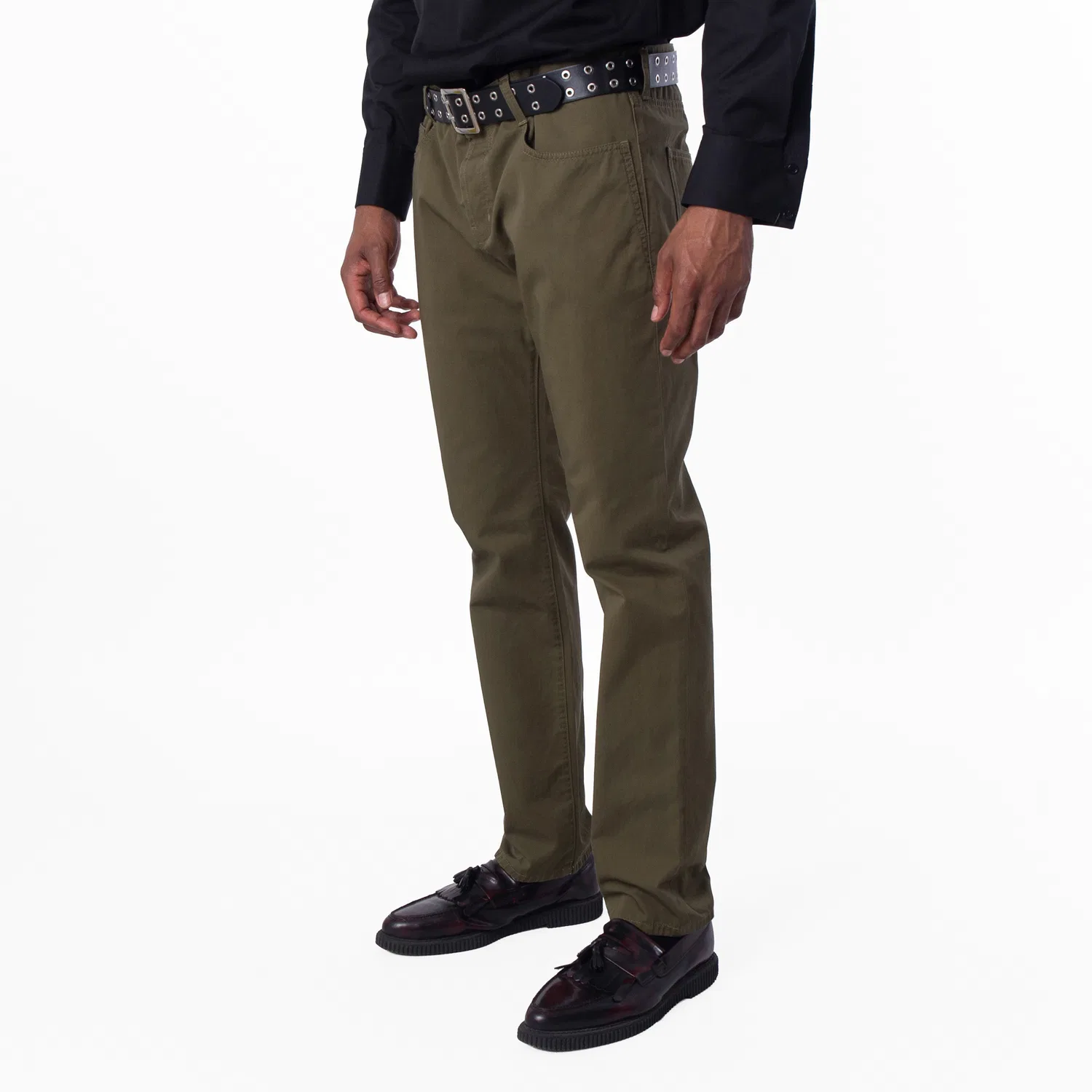 Брюки свободного кроя Relaxed Slim Cotton Pants Saint Laurent, Green — фото 2