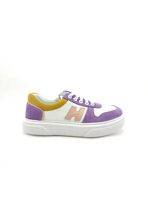 Детские кроссовки для девочек из кожи Ortoplus, Purple - White