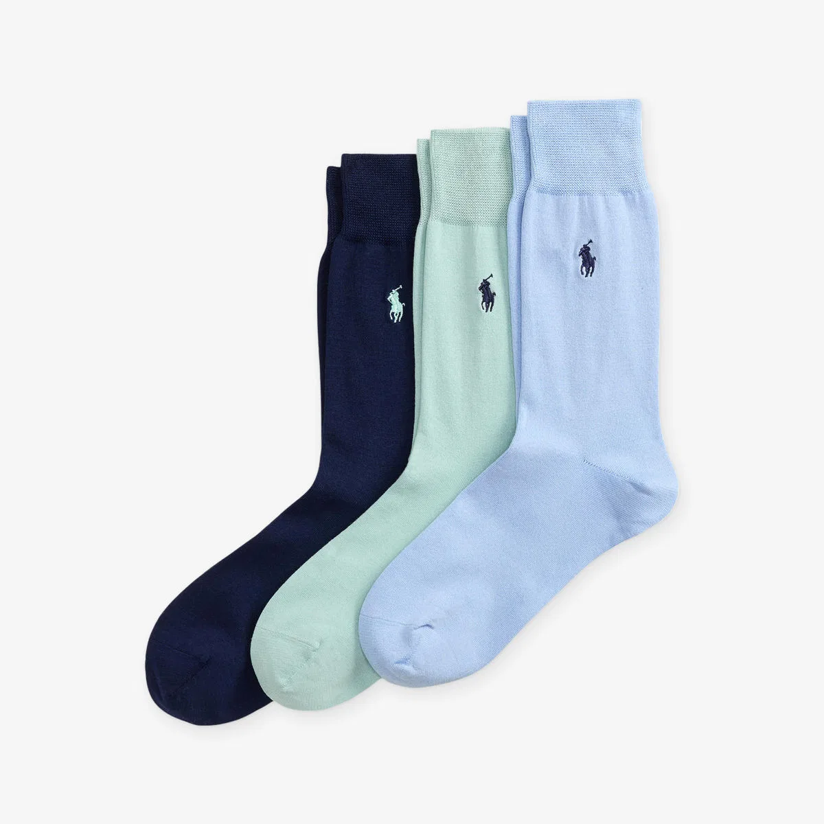 Набор из трех носков из хлопковой смеси с вышивкой логотипа Polo Ralph Lauren, темно-синий/бледно-голубой/светло-голубой