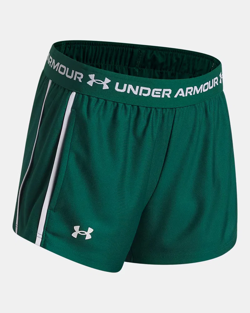 Детские шорты быстросохнущие из переработанного полиэстера UA Tech Play Up UnderArmour, Campus Ivy/White — фото 3