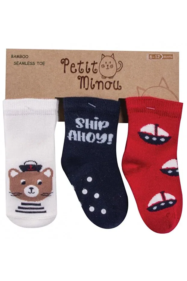 Детские носки для мальчиков с принтом Ship Ahoy Petit Minou, Multicolored