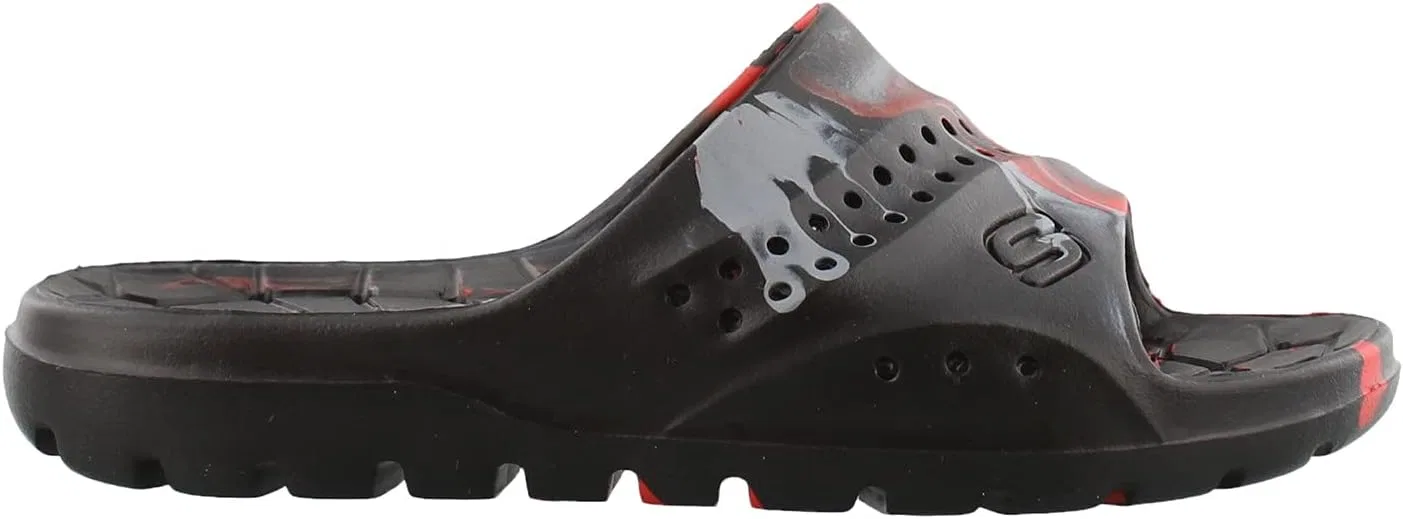 Детские сандалии-слайды с пеноматериалом Aqua Spurt Skechers, Black/Grey/Red