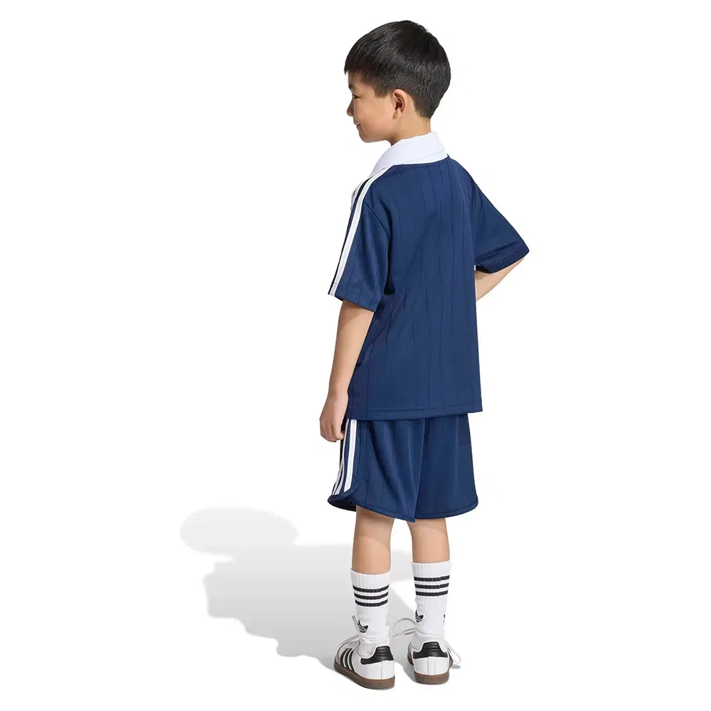 Детский комплект для девочек с принтом Loose Polo Pinstripe Short Tee Adidas Originals, Blue — фото 2